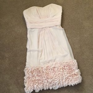 Monique Lhuiller blush bridesmaid dress